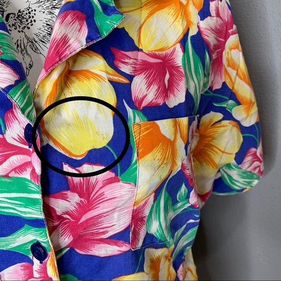Vintage 80's 90s's Shirtstop Floral Print Top SM - Picture 4 of 4